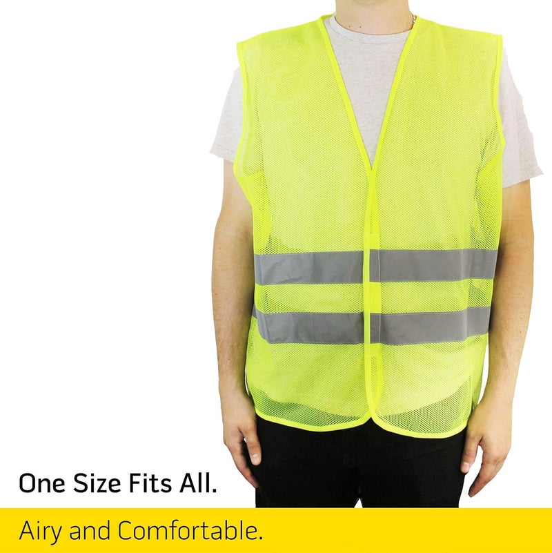 PeerBasics , 20 Pack, Yellow Reflective High Visibility Safety Vest, Hi Vis Silver Strip, Men Women, Work, Cycling, Runner, Construction (Mesh, 20)… - Image 3